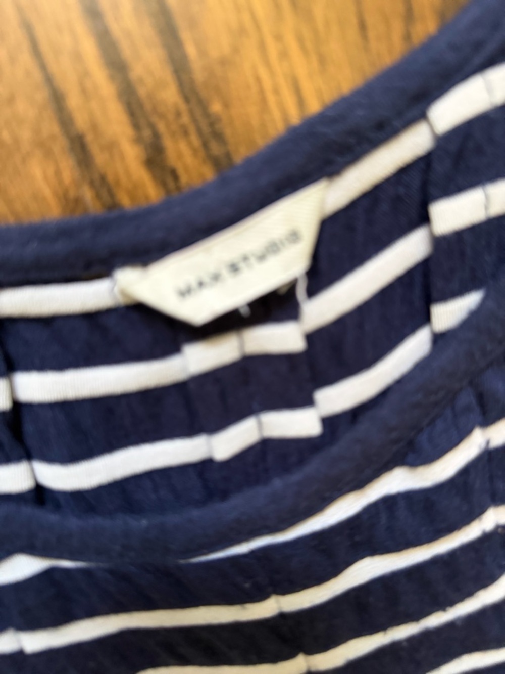 Max Studio Navy and White Striped Sleeveless Dress - Picture 2 of 3